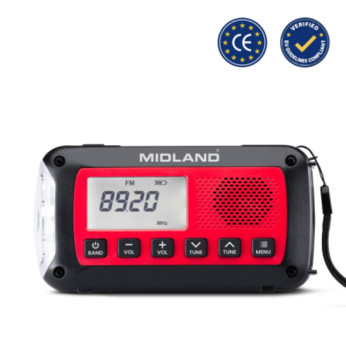 Radio Midland ER100 | Rádio, lanterna e bateria de emergência
