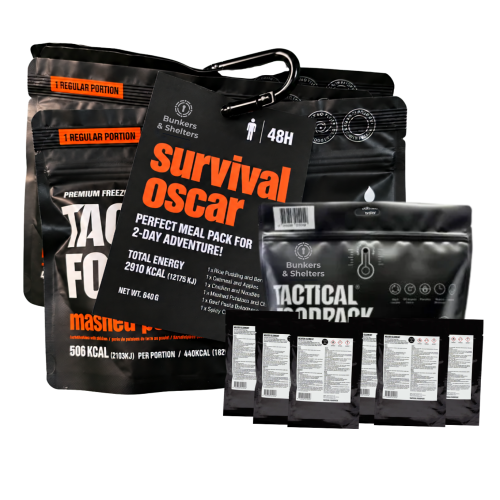 Tactical food 48h Survival Pack Oscar |Saco + elementos de aquecimento|